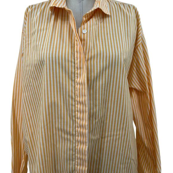 Diane von Furstenberg Vintage Golden Yellow Orange Stripe Button Up Plus Size 18 - Picture 3 of 11